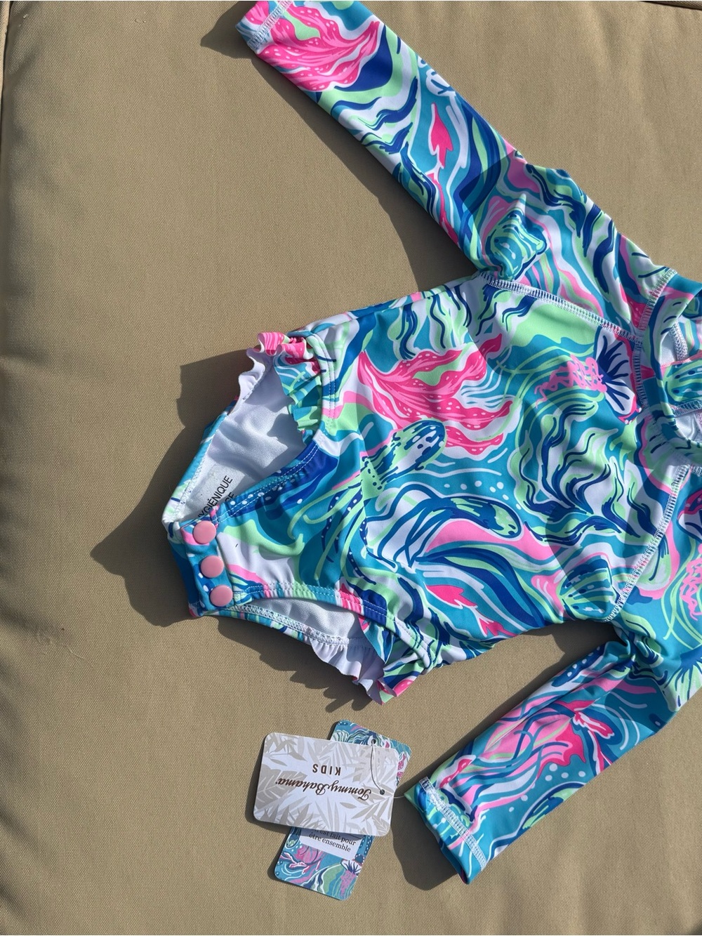 Tommy Bahama Kids One-Piece Swimsuit in Aqua, Blue & Pink Swirl